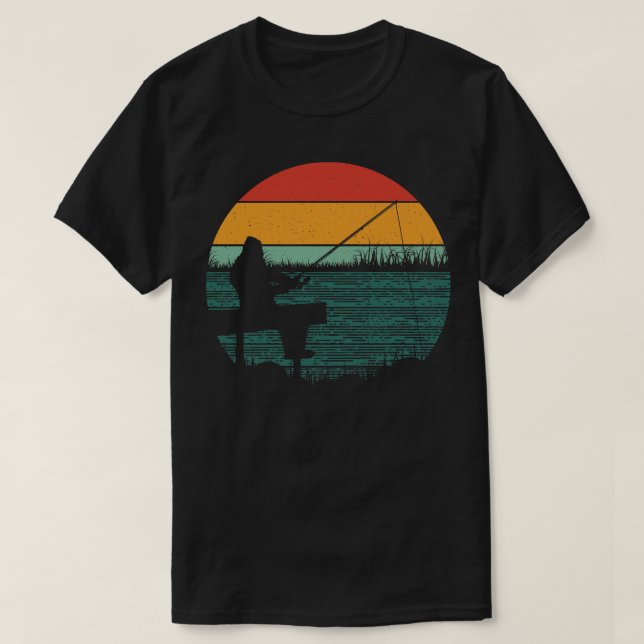 Retro Fishing Sunset T-Shirt (Design Front)