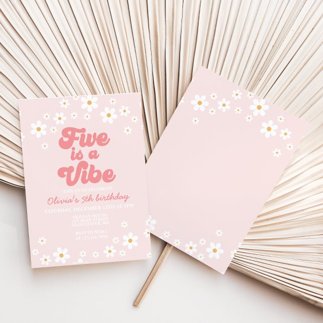 Retro Five is a Vibe daisy 5th Birthday Invitation (Creator Uploaded)