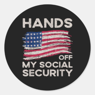 Retro Flag Hands Off My Social Security Protest Vi Classic Round Sticker