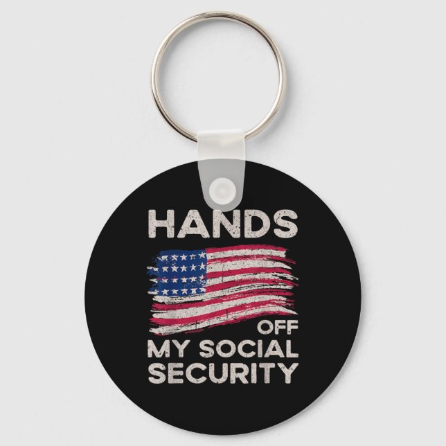 Retro Flag Hands Off My Social Security Protest Vi Key Ring (Front)