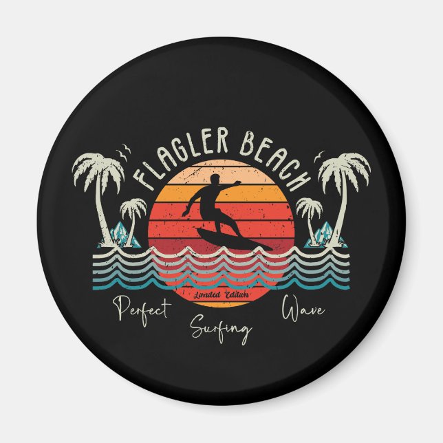 Retro Flagler Beach Magnet (Front)