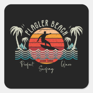 Retro Flagler Beach Square Sticker