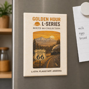 Retro Flagstaff Arizona Route 66 Landmark Art Magnet