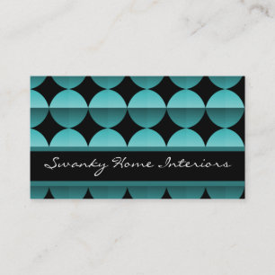 Retro Flair Business Card, Electric Teal Card