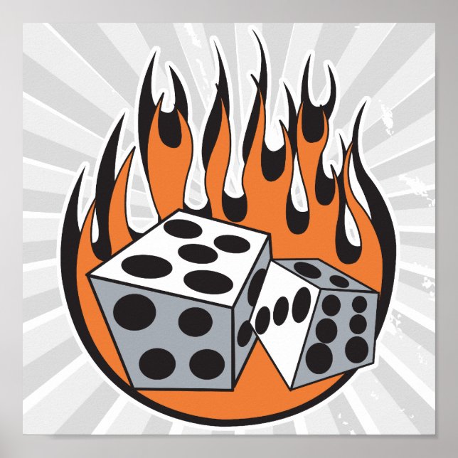 retro flaming dice design poster (Front)