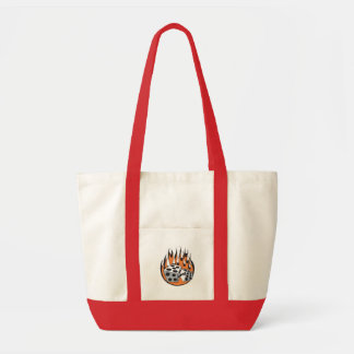 retro flaming dice design tote bag