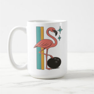 Retro Flamingo Bowling Midcentury Art Coffee Mug