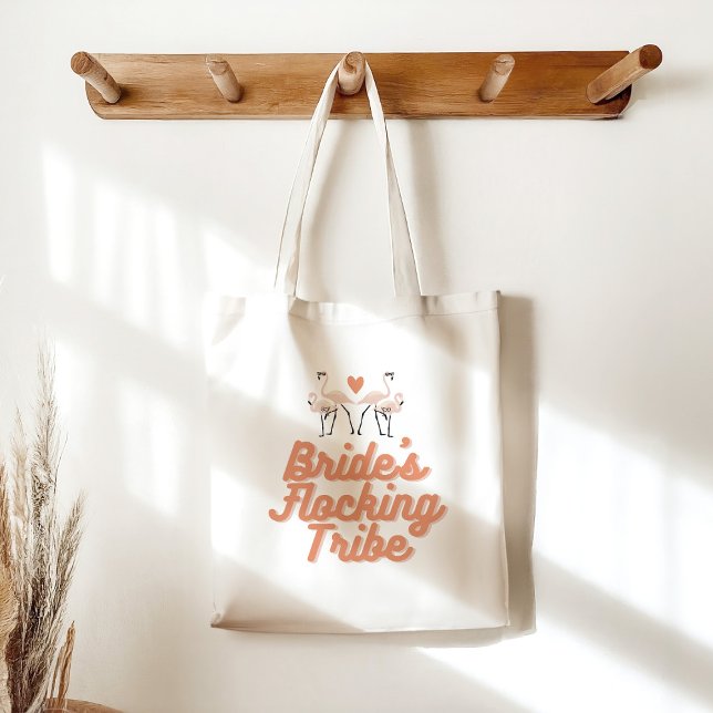 Retro Flamingo Brides Flocking Tribe Bridal Shower Tote Bag (Creator Uploaded)