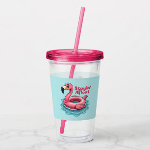 Retro Flamingo Float Funny Summer Acrylic Tumbler