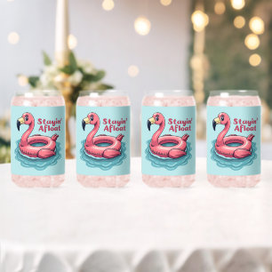 Retro Flamingo Float Funny Summer Can Glass