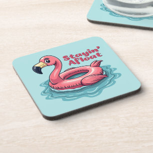 Retro Flamingo Float Funny Summer Coaster