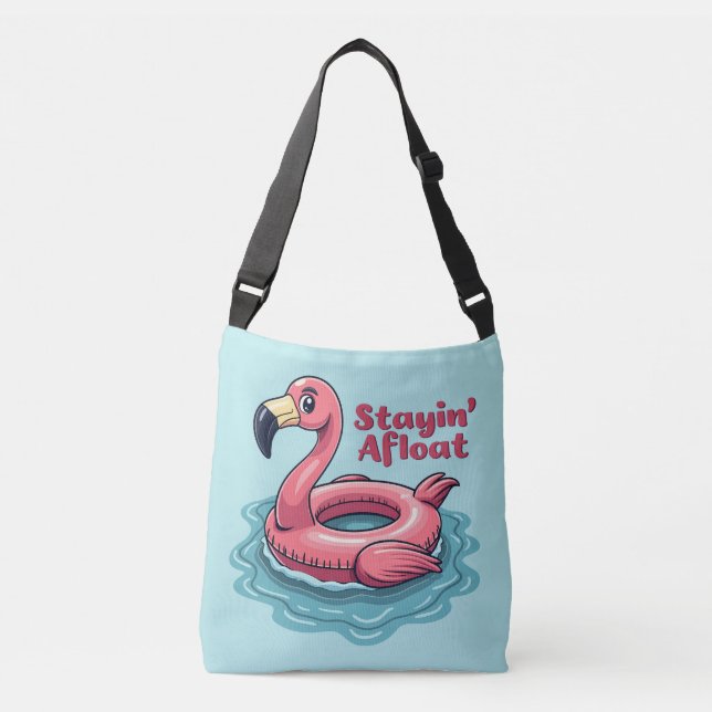 Retro Flamingo Float Funny Summer Crossbody Bag (Front)
