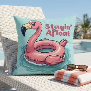 Retro Flamingo Float Funny Summer Cushion