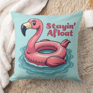 Retro Flamingo Float Funny Summer Cushion