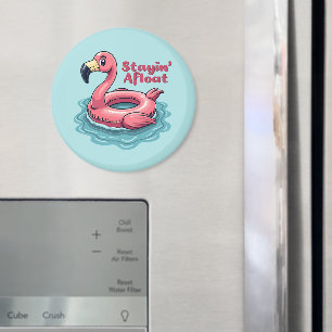 Retro Flamingo Float Funny Summer Magnet