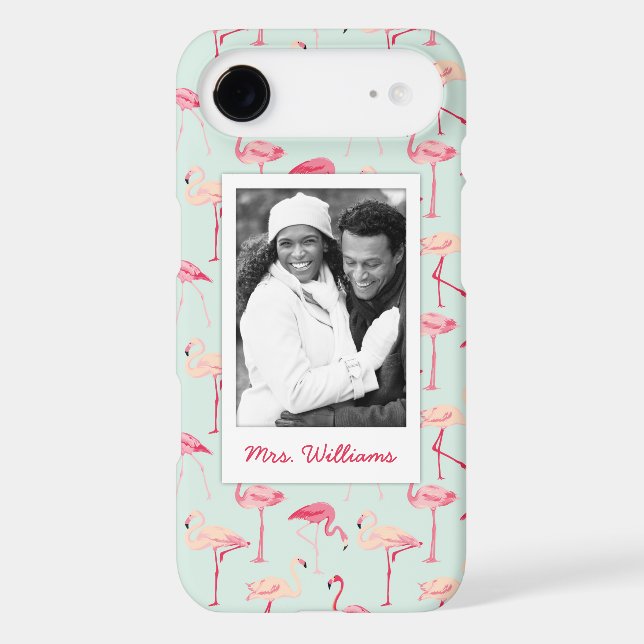Retro Flamingo Pattern | Add Your Photo & Name Case-Mate iPhone Case (Back)