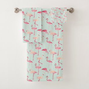 Retro Flamingo Pattern Bath Towel Set