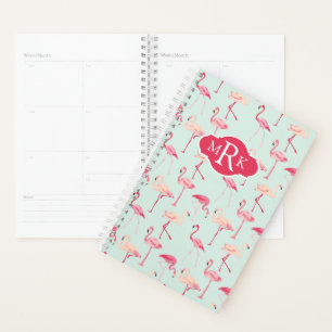 Retro Flamingo Pattern   Monogram Planner