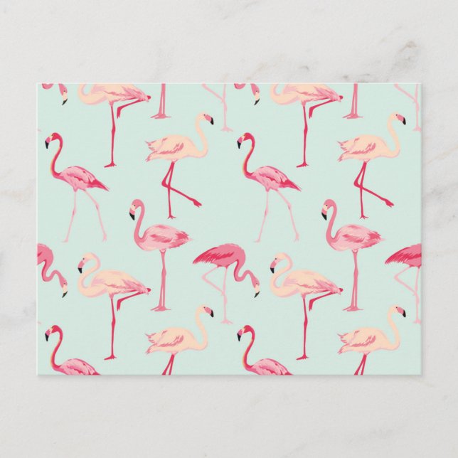 Retro Flamingo Pattern Postcard (Front)