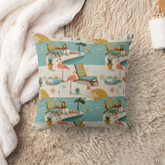Retro Flamingo Poolside Summer Pattern (10) Cushion (Blanket)