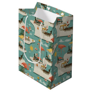 Retro Flamingo Poolside Summer Pattern (11) Medium Gift Bag