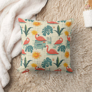 Retro Flamingo Poolside Summer Pattern (12) Cushion