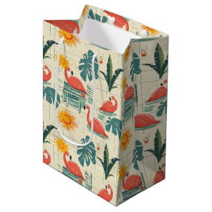 Retro Flamingo Poolside Summer Pattern (12) Medium Gift Bag