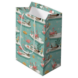 Retro Flamingo Poolside Summer Pattern (6) Medium Gift Bag