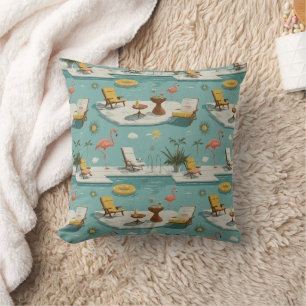 Retro Flamingo Poolside Summer Pattern (9) Cushion