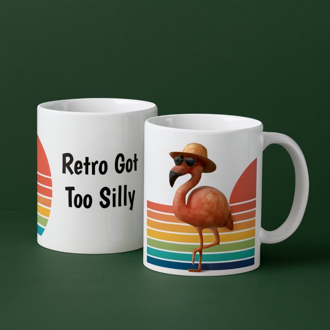 Retro Flamingo & Silly Vibes Mug Duo – Square Mock (Creator Uploaded)