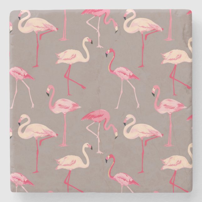 Retro Flamingos 2 Stone Coaster (Front)