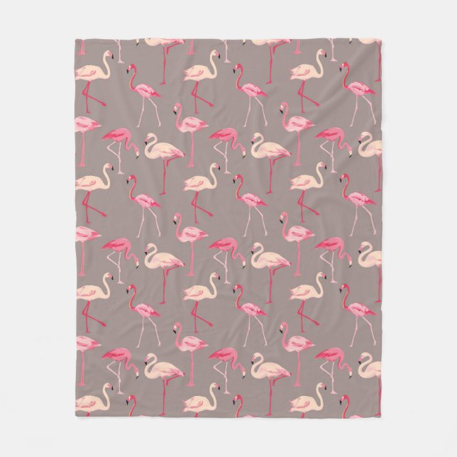 Retro Flamingos Fleece Blanket (Front)