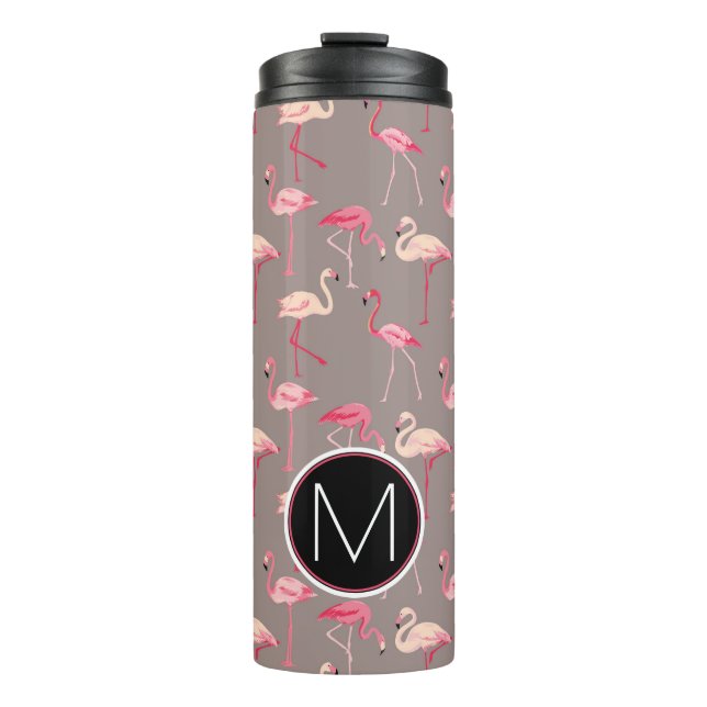 Retro Flamingos | Monogram Thermal Tumbler (Front)