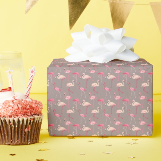 Retro Flamingos Wrapping Paper (Birthday Party)
