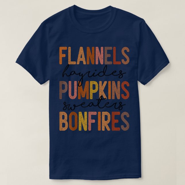 Retro Flannels Hayrides Pumpkins Sweaters Bonfires (Design Front)