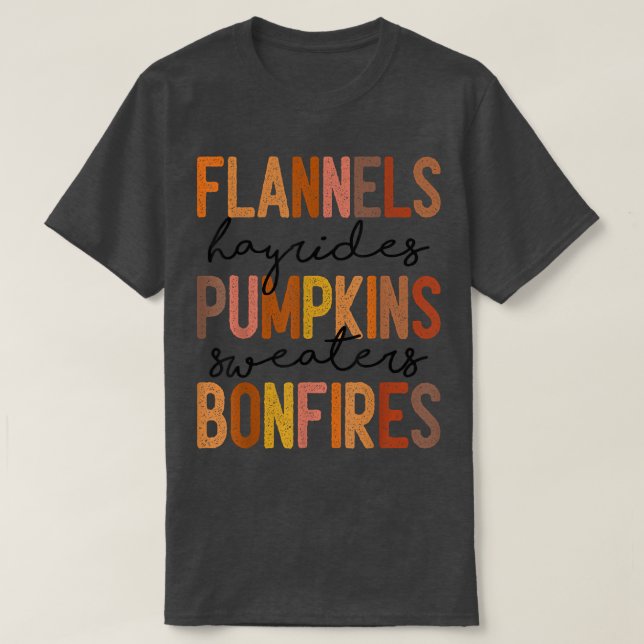 Retro Flannels Hayrides Pumpkins Sweaters Bonfires (Design Front)