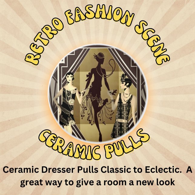 Retro Flapper Dancers Black Gold Ceramic Knob (Creator Uploaded)