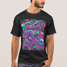 Retro Flashback Fun Roller Skate and Cassette Art