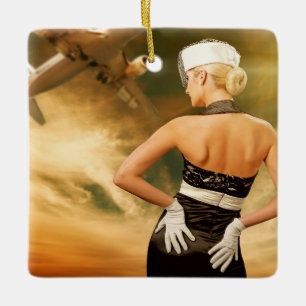 Retro Flight Attendant - SRF Ceramic Ornament