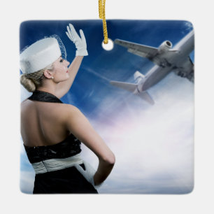Retro Flight Attendant - SRF Ceramic Tree Decoration