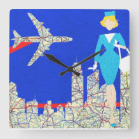Retro Flight Attendant Wall Clock