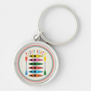 Retro Flint River Kayaking Key Ring