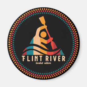 Retro Flint River Kayaking Magnet