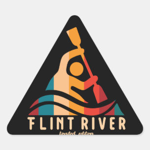 Retro Flint River Kayaking Triangle Sticker