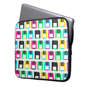 Retro Floppy Disc Pixel Pattern Colourful Laptop Sleeve
