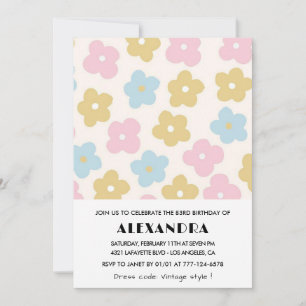 Retro Floral 83rd birthday invitations