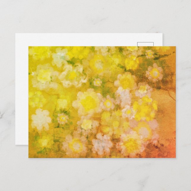 Retro Floral Abstract Salty Watercolor Painting  Postcard (Front/Back)