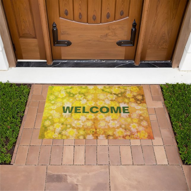 Retro Floral Abstract Salty Watercolor Pattern  Doormat (Outdoor)