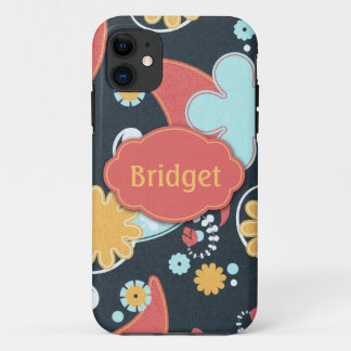 Retro Floral - Add a name - iPhone 11 Case