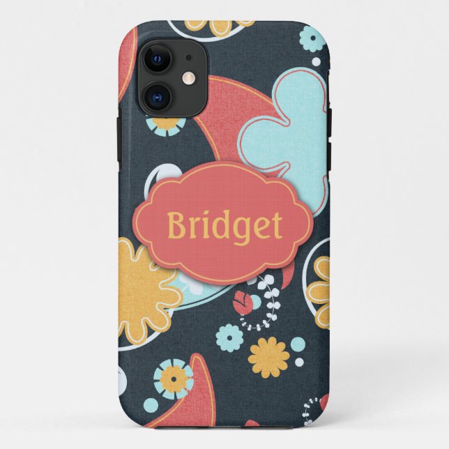 Retro Floral - Add a name - Case-Mate iPhone Case (Back)
